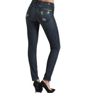 7 For All Mankind Women Sz 26 The slim cigarette Jean with crystals, Grey Tint